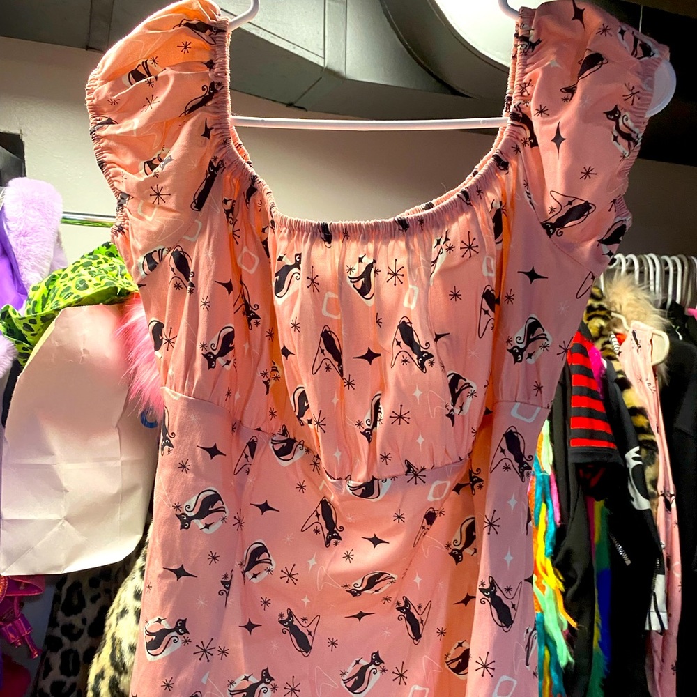 Pinup girl clothing top voodo vixen baby pink off the shoulder top